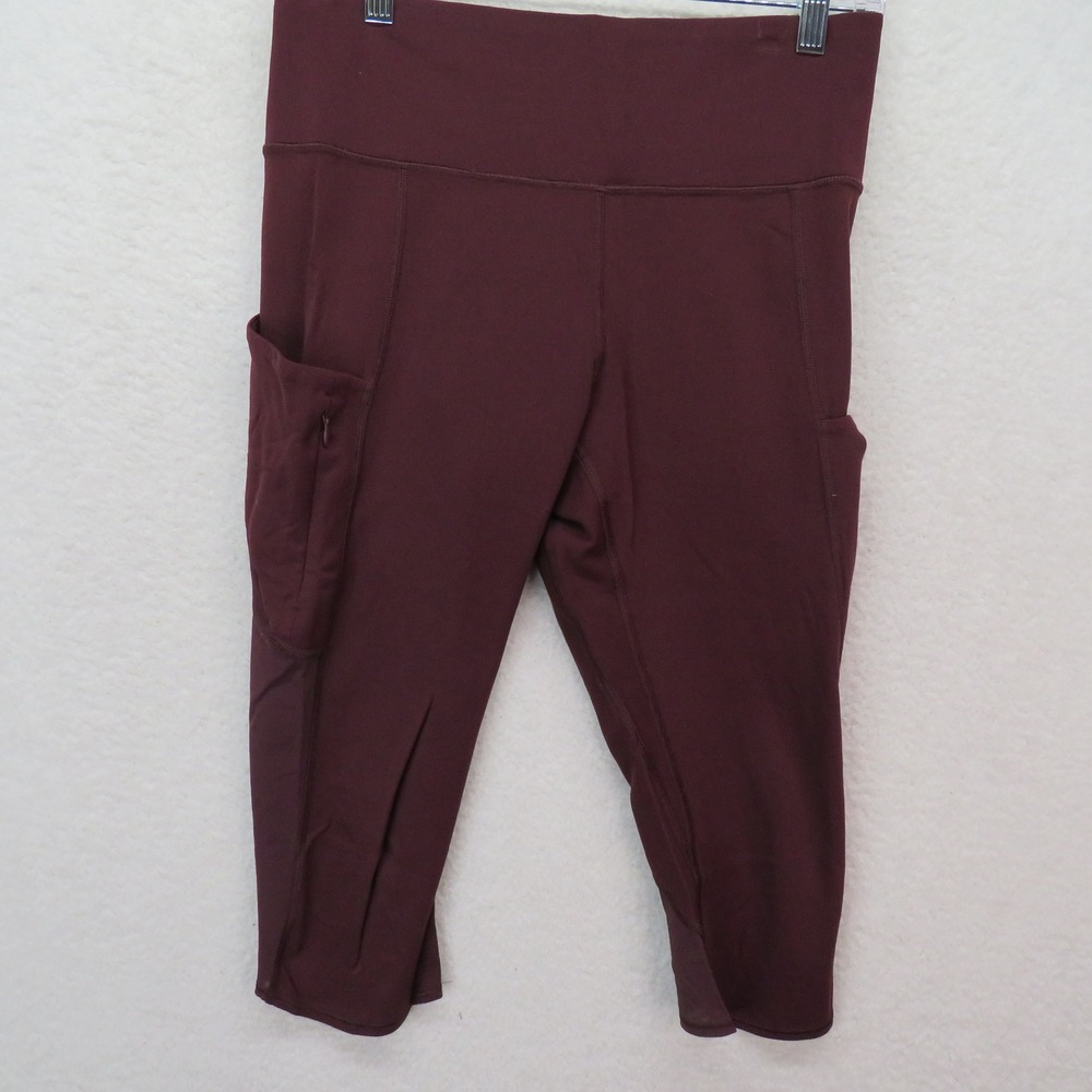 Athleta Womens Burgundy Capri Leggings Pockets Maroon Size M